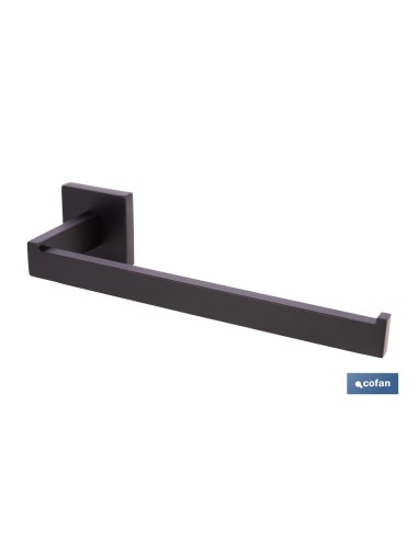 TOALLERO NEGRO MATE DE ACERO CON DISEÑO CUADRADO GAMA FAIAL 27 X 8 X 5,5 CM