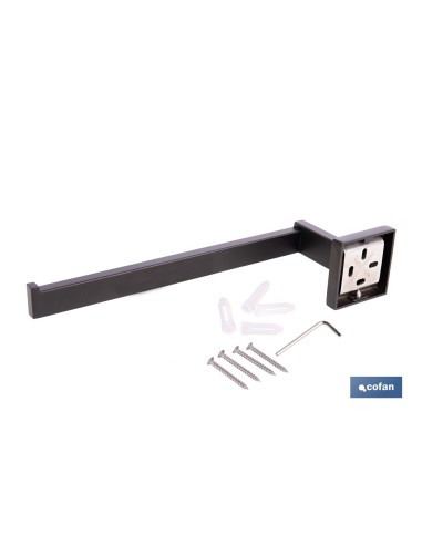 TOALLERO NEGRO MATE DE ACERO CON DISEÑO CUADRADO GAMA FAIAL 27 X 8 X 5,5 CM