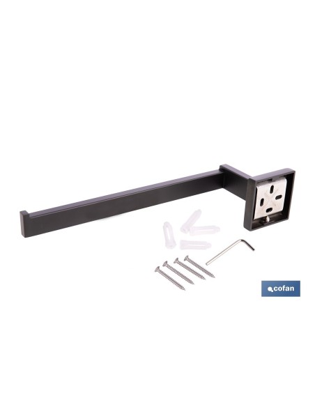 TOALLERO NEGRO MATE DE ACERO CON DISEÑO CUADRADO GAMA FAIAL 27 X 8 X 5,5 CM