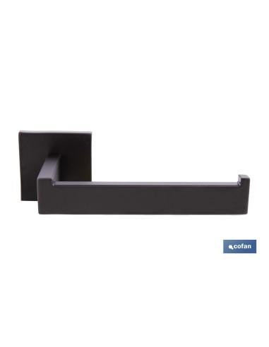 PORTARROLLOS/TOALLERO NEGRO MATE DE ACERO CON DISEÑO CUADRADO GAMA FAIAL 16 X 8 X 5,5 CM