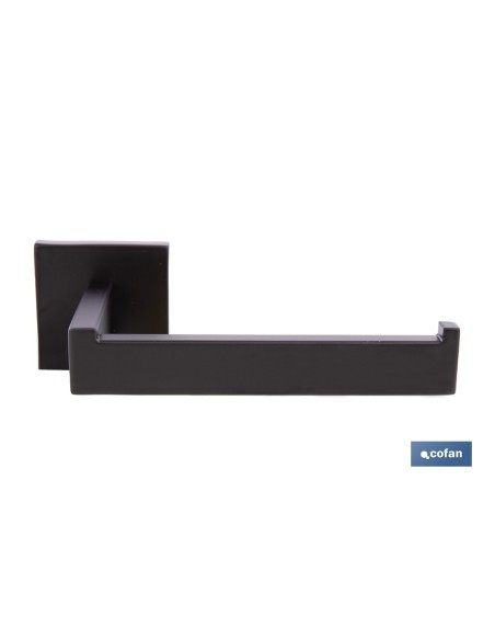 PORTARROLLOS/TOALLERO NEGRO MATE DE ACERO CON DISEÑO CUADRADO GAMA FAIAL 16 X 8 X 5,5 CM