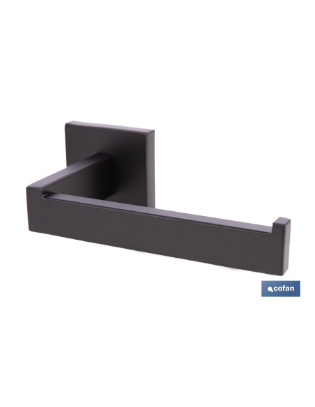 PORTARROLLOS/TOALLERO NEGRO MATE DE ACERO CON DISEÑO CUADRADO GAMA FAIAL 16 X 8 X 5,5 CM