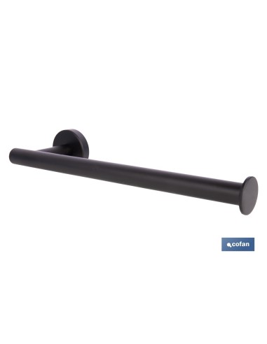 TOALLERO NEGRO MATE DE ACERO CON DISEÑO REDONDO GAMA RIBEIRA 28 X 8 X 5 CM