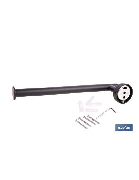 TOALLERO NEGRO MATE DE ACERO CON DISEÑO REDONDO GAMA RIBEIRA 28 X 8 X 5 CM