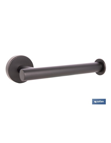 PORTARROLLOS/TOALLERO NEGRO MATE DE ACERO CON DISEÑO REDONDO GAMA RIBEIRA 16,5 X 8 X 5 CM