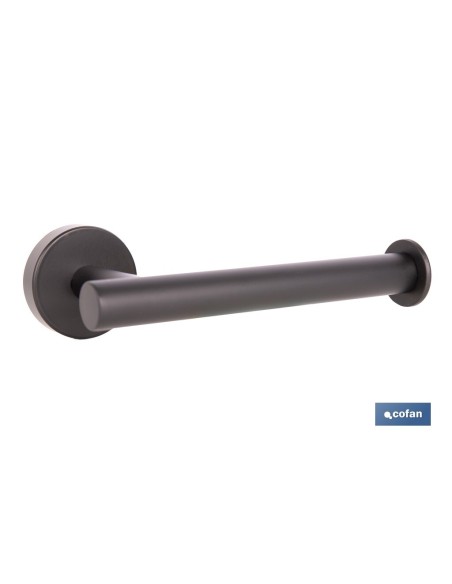PORTARROLLOS/TOALLERO NEGRO MATE DE ACERO CON DISEÑO REDONDO GAMA RIBEIRA 16,5 X 8 X 5 CM