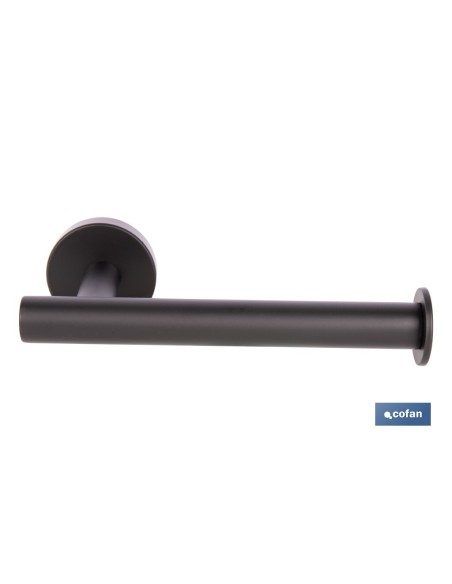 PORTARROLLOS/TOALLERO NEGRO MATE DE ACERO CON DISEÑO REDONDO GAMA RIBEIRA 16,5 X 8 X 5 CM