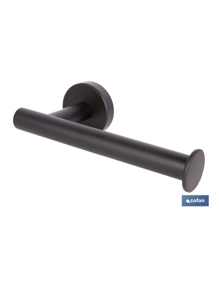 PORTARROLLOS/TOALLERO NEGRO MATE DE ACERO CON DISEÑO REDONDO GAMA RIBEIRA 16,5 X 8 X 5 CM