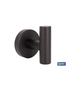 PERCHA NEGRA MATE DE ACERO CON DISEÑO REDONDO GAMA RIBEIRA 5 X 5 X 6 CM