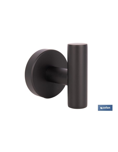 PERCHA NEGRA MATE DE ACERO CON DISEÑO REDONDO GAMA RIBEIRA 5 X 5 X 6 CM