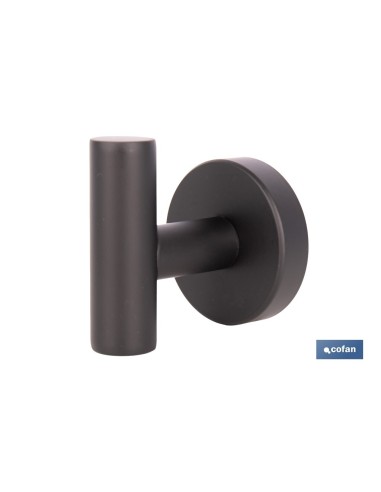 PERCHA NEGRA MATE DE ACERO CON DISEÑO REDONDO GAMA RIBEIRA 5 X 5 X 6 CM