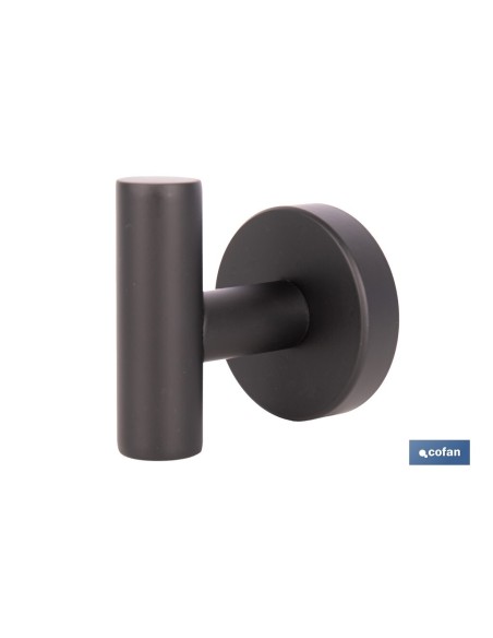 PERCHA NEGRA MATE DE ACERO CON DISEÑO REDONDO GAMA RIBEIRA 5 X 5 X 6 CM