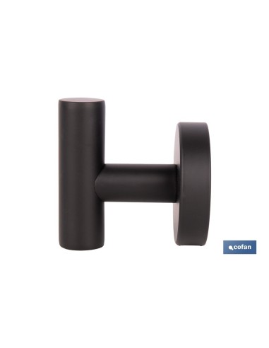 PERCHA NEGRA MATE DE ACERO CON DISEÑO REDONDO GAMA RIBEIRA 5 X 5 X 6 CM
