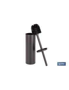 ESCOBILLERO PARA INODORO NEGRO MATE DE ACERO GAMA RIBEIRA 9,1 X 9,1 X 39 CM