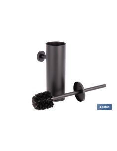 ESCOBILLERO DE PARED PARA INODORO NEGRO MATE DE ACERO GAMA RIBEIRA 9,1 X 12,9 X 39 CM