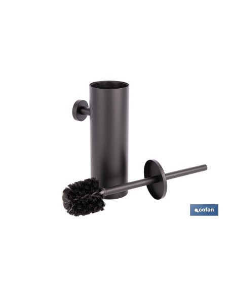 ESCOBILLERO DE PARED PARA INODORO NEGRO MATE DE ACERO GAMA RIBEIRA 9,1 X 12,9 X 39 CM