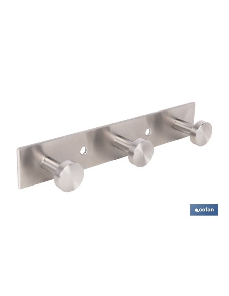 PERCHERO DE PARED DE ACERO INOXIDABLE 304 CON 3 POMOS 15,6 X 2,7 X 2,8 CM