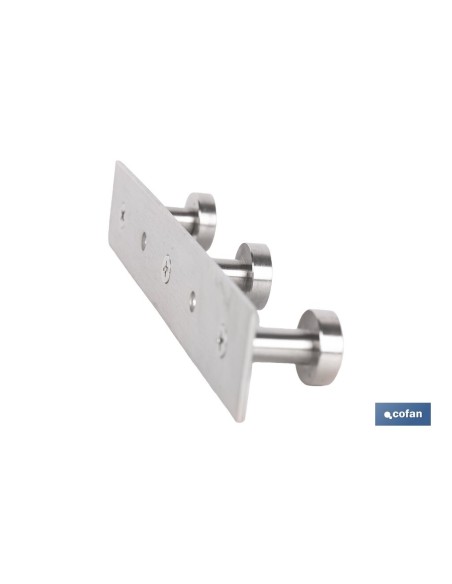 PERCHERO DE PARED DE ACERO INOXIDABLE 304 CON 3 POMOS 15,6 X 2,7 X 2,8 CM
