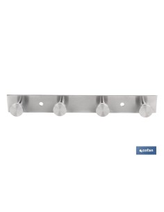 PERCHERO DE PARED DE ACERO INOXIDABLE 304 CON 4 POMOS 21,6 X 2,7 X 2,8 CM 2