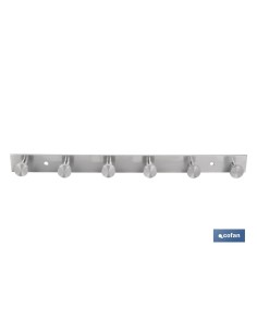 PERCHERO DE PARED DE ACERO INOXIDABLE 304 CON 6 POMOS 33,51 X 2,7 X 2,8 CM 2