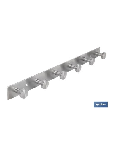PERCHERO DE PARED DE ACERO INOXIDABLE 304 CON 6 POMOS 33,51 X 2,7 X 2,8 CM