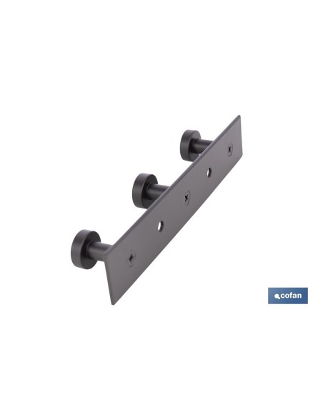 PERCHERO DE PARED NEGRO DE ACERO CON 3 POMOS 15,6 X 2,7 X 2,8 CM