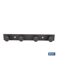 PERCHERO DE PARED NEGRO DE ACERO CON 4 POMOS 21,6 X 2,7 X 2,8 CM 2