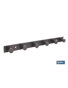 PERCHERO DE PARED NEGRO DE ACERO CON 6 POMOS 33,51 X 2,7 X 2,8 CM