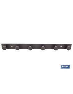 PERCHERO DE PARED NEGRO DE ACERO CON 6 POMOS 33,51 X 2,7 X 2,8 CM 2