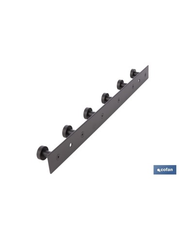 PERCHERO DE PARED NEGRO DE ACERO CON 6 POMOS 33,51 X 2,7 X 2,8 CM