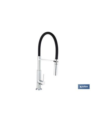 GRIFO COCINA MONOMANDO TUBO FLEXIBLE NEGRO 25 mm