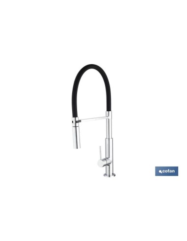 GRIFO COCINA MONOMANDO TUBO FLEXIBLE NEGRO 25 mm