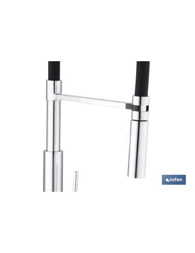 GRIFO COCINA MONOMANDO TUBO FLEXIBLE NEGRO 25 mm