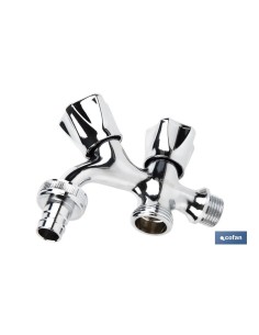 PACK DE 2 GRIFOS DE DOBLE SALIDA DE AGUA PARA LAVADORA / LAVAVAJILLAS 2