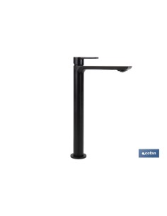 GRIFO ALTO MONOMANDO PARA LAVABO NEGRO MATE MODELO KERCH 25mm
