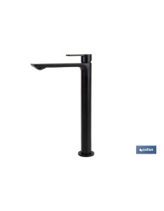 GRIFO ALTO MONOMANDO PARA LAVABO NEGRO MATE MODELO KERCH 25mm 2