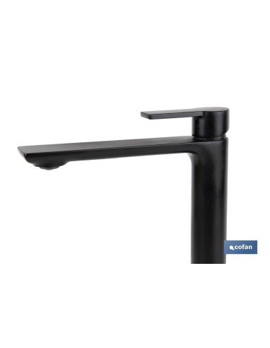 GRIFO ALTO MONOMANDO PARA LAVABO NEGRO MATE MODELO KERCH 25mm