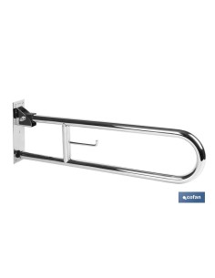 BARRA ABATIBLE PARA APOYO CON ACCESORIO DE PAPEL HIGIENICO 74 cm
