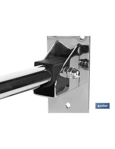 BARRA ABATIBLE PARA APOYO CON ACCESORIO DE PAPEL HIGIENICO 74 cm