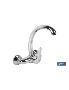 GRIFO DE COCINA/ LAVADERO MONOMANDO PARA PARED CON CAÑO ALTO