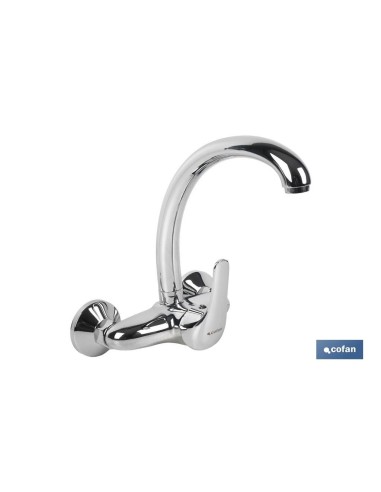 GRIFO DE COCINA/ LAVADERO MONOMANDO PARA PARED CON CAÑO ALTO