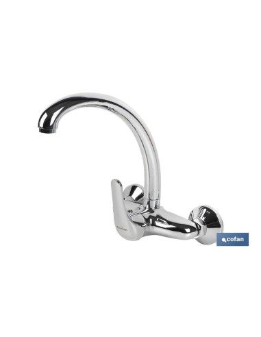 GRIFO DE COCINA/ LAVADERO MONOMANDO PARA PARED CON CAÑO ALTO