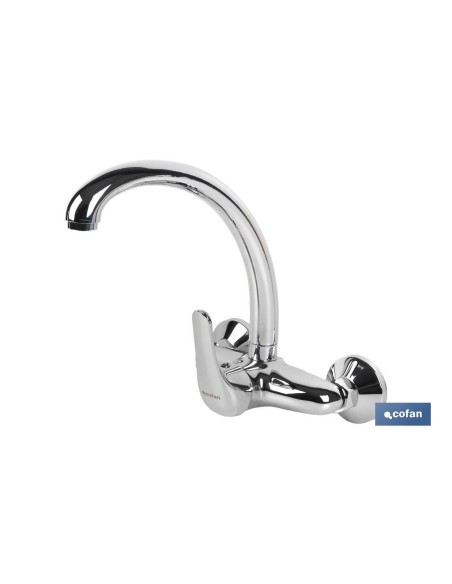 GRIFO DE COCINA/ LAVADERO MONOMANDO PARA PARED CON CAÑO ALTO