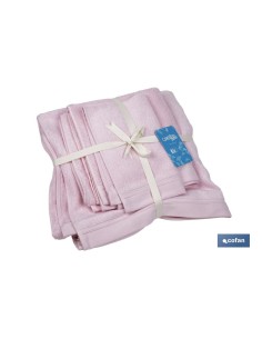 JUEGO DE 3 TOALLAS ROSA CLARO 580 G/M2 GAMA FLOR 30X50 50X100 70X140 CM