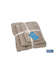 JUEGO DE 3 TOALLAS BEIGE 580 G/M2 GAMA ABISINIA 30X50 50X100 70X140 CM