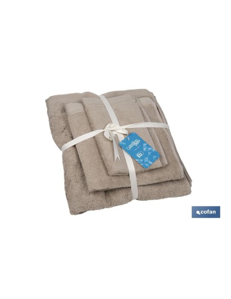JUEGO DE 3 TOALLAS BEIGE 580 G/M2 GAMA ABISINIA 30X50 50X100 70X140 CM