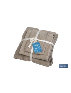 JUEGO DE 3 TOALLAS BEIGE 580 G/M2 GAMA ABISINIA 30X50 50X100 70X140 CM 2