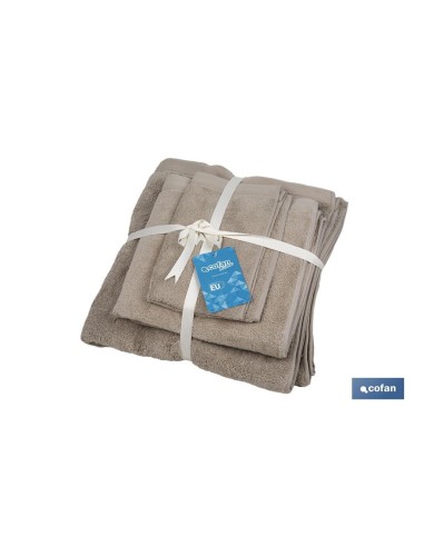 JUEGO DE 3 TOALLAS BEIGE 580 G/M2 GAMA ABISINIA 30X50 50X100 70X140 CM