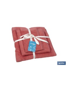JUEGO DE 3 TOALLAS CORAL 580 G/M2 GAMA JAMAICA 30X50 50X100 70X140 CM