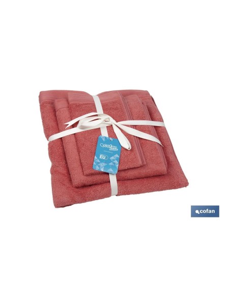 JUEGO DE 3 TOALLAS CORAL 580 G/M2 GAMA JAMAICA 30X50 50X100 70X140 CM